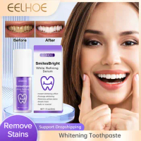 Purple Whitening Toothpaste Deep Cleansing Remove Stains Reduce Yellowing Care Gums Fresh Breath Brightening Teeth Toothpaste