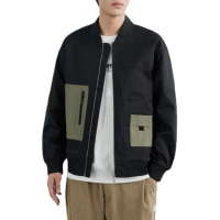 【米蘭精品】保暖外套休閒夾克(黑色棒球領斜紋男外套3款74gb1)
