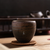 粗陶茶杯品茗杯功夫茶杯單杯手工柴燒杯子手拉胚陶瓷個人杯斗笠杯