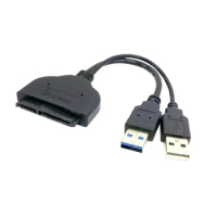 Banggood Dual USB 3.0 + 2.0 Port to SATA 7+15 22 Pin for 2.5" HDD Hard Disk Drive USB Power Adapter Cable