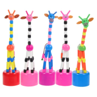 Wooden Giraffe Puppets Toys Swing Dancing Giraffe Figurine Push Up Toys for Kids (Random Style)