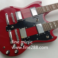 double neck wine red color electric guitar one for 6 string one for 12 string 902