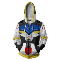 Anime Gundam Barbatos Cosplay Hoodie 3D Print Zipper Up Hoodie Sweatshirt Pullover For Adult Men Women
