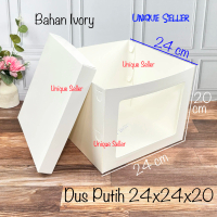 Dus Kotak Box Tart Cake Tinggi PUTIH 24x24x20 Kue Tart Ulang Tahun Epique_Seller