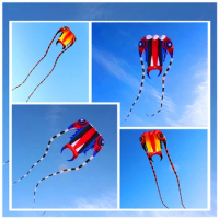 free shipping new large trilobites kite ripstop nylon outdoor toys flying parachute kites for adults octopus kite gel blaster