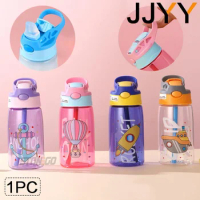 JJYY 1PC Kids Water Sippy Cup Kids Water Bottle with Straw and Handle Portable Drinking Bottle Cup Children
