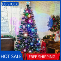 Juegoal 6 ft Pre-Lit Optical Fiber Christmas Artificial Tree, with LED RGB Color Changing Led Lights