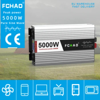 FCHAO Pure Sine Wave Inverter DC 12v/24v to AC 230V/220V 240V 5000W 50/60HZ Voltage Transformer Power Converter with LED Lights