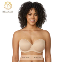 Women's Strapless Bra for Big Busted Contour Underwire Multiway Full Coverage Plus Size Invisible Bras D DD E F G H