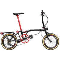 HITO-Triple Folding Bike, Ultra-Light, Portable, Retro, Small Cloth, 9 Shifter, Can promote Bicycle, litepro