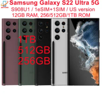 Samsung Galaxy S22 Ultra 5G S908U1 S22U 6.8" ROM 256/512GB/1TB RAM 12GB Snapdragon 8 NFC S Pen Original Unlocked Cell Phone