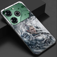 Sarung Telefon Kaca Bajaan, Untuk Tecno Pova 6 Pro 5G, Corak Raja Naga Anime dan Ao Guang, Kulit Ker