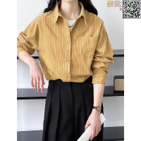【全球優品滙】橘芷慵懶寬鬆復古條紋襯衫女款2024秋季新品港味設計感襯衫8911