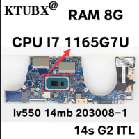 FRU:5B21C22083 for Lenovo ThinkBook 14s G2 ITL laptop motherboard lv550 14mb 203008-1 with CPU i7 1165G7U RAM 8G 100% test work