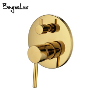 Black Gold chrome Round Solid Brass Concealed 2 Way Diverter Shower Valve Mixer Water Tap Bathroom Accessories Water Faucets