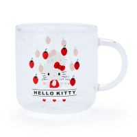 小禮堂 Hello Kitty 耐熱玻璃馬克杯 透明玻璃杯 微波馬克杯 咖啡杯 280ml (紅 2021新生活)