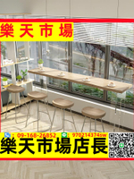 （可開發票）亞克力實木吧臺桌簡約現代 家用靠墻懸浮透明高腳桌 吧臺桌椅組合