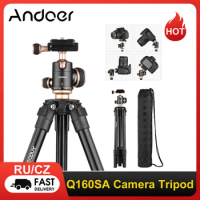 Andoer Q160SA Camera Tripod Complete Tripods with Panoramic Ballhead Bubble Level Adjustable Height 