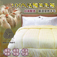 100%法國羊毛被/雙人6x7尺【國際羊毛局認證】優質羊毛、吸濕蓄熱、保暖不悶熱、台灣製造