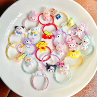 Set 5 Dây buộc tóc đính charm Kuromi labubu hoa quả chun tóc cho bé phụ kiện tóc xinh xắn Kuromi cho