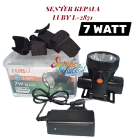 Senter Kepala Headlamp 7W 7 Watt LUBY L-2871 Senter Kepala Cas Isi Ulang Cahaya Putih + Free Lensa K