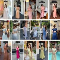 MyWay Brand : Lady Jessika ผ้าซาติน ชุดเดรสออกงาน ชุดเพื่อนเจ้าสาว  เดรสยาว ชุดใส่เที่ยว สีชมพู คําแ