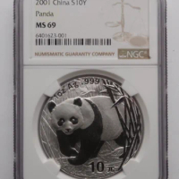 2001 China 1oz Silver Panda Coin NGC MS69