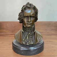 20cm Bronze Beethoven Bust Statue Famous Man Germany Musician Sculpture Gorgeous Home Decoration Collection