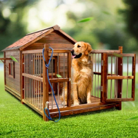 Solid Wood Dog Houses Outdoor Rainproof Pet Kennel Indoor Winter Warm Four Seasons Universal Dog House Large Dog Waterproof