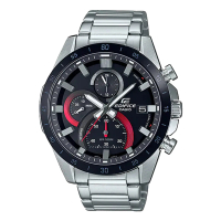 【CASIO 卡西歐】指針錶 三眼男錶 計時鐘錶 不鏽鋼錶帶 復古級別錶盤 防水100米 EFR-571(EFR-571DB-1A1)