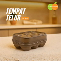 Kotak Tempat Penyimpanan Telur Egg Tray Box 6 Lubang / Plastik Tebal / Warna Coklat - FM
