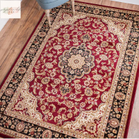 2*3米超大 中式地毯 紅色 波斯圖案地毯 地墊 高端水晶絨 美式複古茶幾地墊