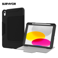 【Griffin】2025 iPad 11吋 A16/10代 10.9吋 Survivor Rugged Folio 軍規防摔保護套-黑色(iPad 11/10代)