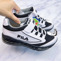 【FILA】FILA KIDS 大童氣墊籃球運動鞋-黑白(3-B802X-100)