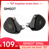 SIMGOT EM6L 1DD + 4BA Hybrid Driver In-ear Monitor HiFi IEM Earphone with Detachable OFC Silver Cable for Musician Audiophile