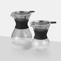 Hand Made Coffee Maker Set Stainless Steel Screen Filter Glass Coffeepot Household Portable Drip Type Filter Cup