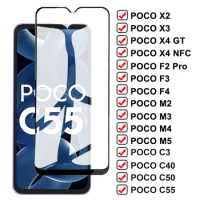 100D Tempered Glass For Xiaomi Poco X3 NFC X4 X2 F2 F3 F4 GT Screen Protector POCO M2 M3 M4 M5 Pro M5S C3 C40 C50 C55 Glass Film