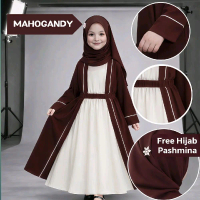 DILURA Gamis Anak Perempuan Free Hijab  Pashmina Model Abaya Two Tone Dua Warna Bahan Airflow Adem D
