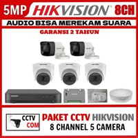 HIKVISION Paket CCTV 8 Channel 5 Kamera 5MP Turbo HD 2560P DVR 8 Port HDTVI Garansi 2 Tahun 1000GB A