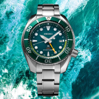 【SEIKO 精工】PROSPEX系列 Sumo GMT太陽能潛水石英錶/綠45mm(SFK003J1/5K65-0AA0G)