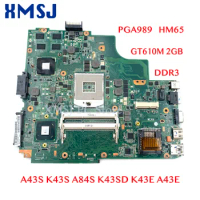 XMSJ For ASUS K43sd Rev.4.1 For A43S K43S A84S K43SD K43E A43E Laptop Motherboard GT610M 2GB HM65 DDR3 PGA989 Main Board