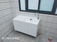 【麗室衛浴】台灣優質品牌 118CM實心人造石洗衣槽P-365+活動洗衣板+發泡板防水浴櫃 118*56.5*H約63CM