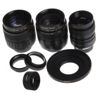 FUJIAN 3in1 CCTV 25mm f1.4 Lens / 35mm f1.7 Lens/ 50mm f1.4 Lens Mount Ring Kit C-EOS M Ring for Canon EOS M EOS M2 M3 M5 M6 M10