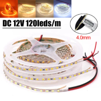 PCB 4MM LED Strip DC 12V 2835 120Leds/M Orange White 3000K 4000K 6000K Flexible Ribbon Rope LED Tape Light for Home Decoration