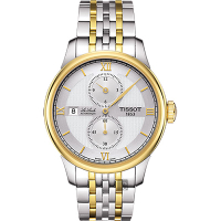 TISSOT 天梭 官方授權 LE LOCLE 力洛克雅仕機械腕錶 新春送禮-銀x雙色版/40mm T0064282203802