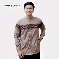 Termurah Baju Koko Motif Kobata Lengan Panjang kombinasi Batik Kurta Kekinian pria modern syari sesu
