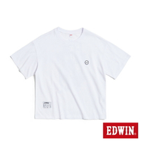 EDWIN BT21拼貼牛仔紋短袖T恤-女款 白色