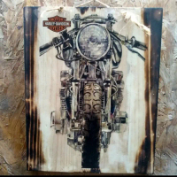 Lukisan Kayu Harley Davidson Vintage Hiasan Dinding Garasi