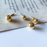 【S.One】耳環-兩戴式後戴式金屬圓珠耳環 兩色