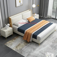 Fabric Bed W/ Latex Mattress Modern Italian Bed Bedroom Furnite 1.5 M 1.8 M Wedding Double Bed Technology Cloth Beds